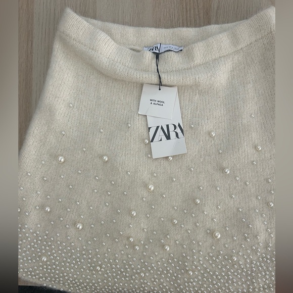 NWT ZARA KNIT SKIRT WITH PEARLS - Picture 6 of 7